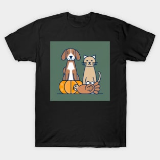 hound dog turkey cat Thanksgiving T-Shirt